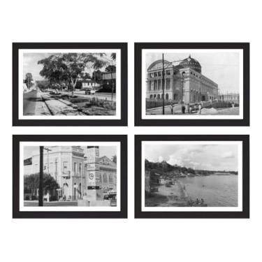 Imagem de Kit 4 Quadros Decoração Manaus Amazonas Cidade Retrô Foto Antiga
