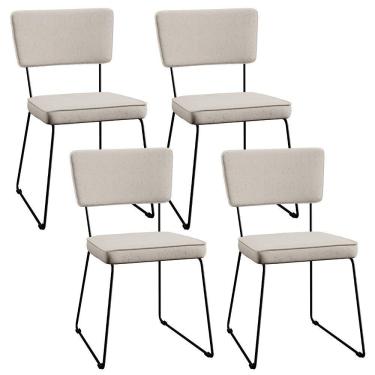 Imagem de Kit 4 Cadeiras Estofada Para Sala De Jantar Base Em Aço Cru