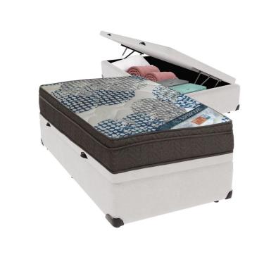 Imagem de Ortobom Solteiro Molas Ensacadas D26 Base Box Baú Bege Branco