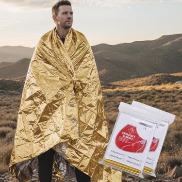 Imagem de Cobertor térmico de emergência ao ar livre — Cobertores refletivos isolantes de sobrevivência para caminhadas, acampamento, maratona, primeiros socorros