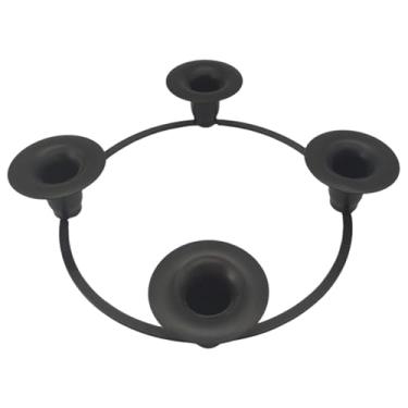 Imagem de MotiveTech Suporte para 4 velas, ornamento, presente de Dia dos Namorados, suporte de metal para velas, ideal para banquetes, quarto, casa, lareira, aniversário, Preto