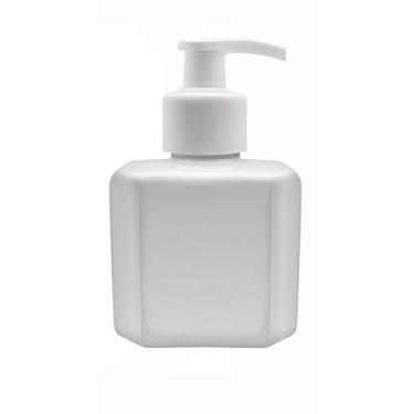 Imagem de Frascos Pet 200 Ml Cubo Âmbar Branco Saboneteira Bico de Pato kit frascos para viagem Para Sabonete Líquido, Shampoo e Condicionador - Refil para Banheiro(Branco,15 Unidades)