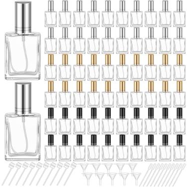 Imagem de Domensi Mini frascos de perfume de vidro vazios atomizadores em spray a granel recarregável com ferramenta de bomba para limpeza de viagens, cuidados com a pele, preto, ouro, prata, 15 ml