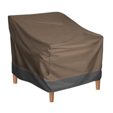 Imagem de SIWOTED Capa para cadeira de pátio, tecido oxford, resistente à água, revestimento prateado, cobertura para móveis ao ar livre, para casa, gramado, pátio e jardim (Café Preto 190T)
