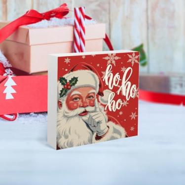 Imagem de Engraçado Natal decorações internas decorações de festa de Natal presentes para mulheres homens inverno Papai Noel decoração de mesa casa casa escritório sala decoração de mesa Hhoho caixa sinal