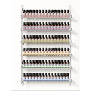Imagem de GIGIFTREE Prateleira de armazenamento de óleo essencial montada na parede, coleção de óleos essenciais, organizador de 5 camadas, comporta 75 frascos, organizador de tinta (branco)