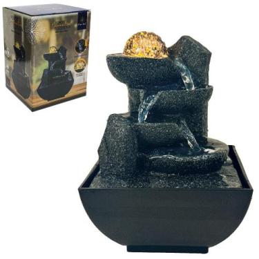 Imagem de Fonte Água Decorativa Esfera 3Quedas 4Leds Casal Real Bivolt - Newway
