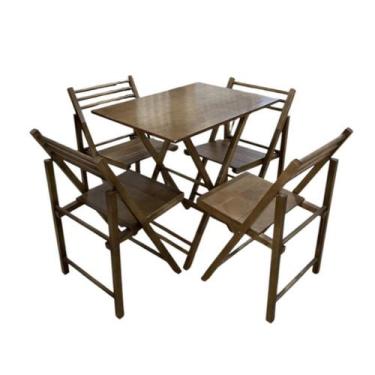 Imagem de Conjunto Dobrável com Mesa e 4 Cadeiras - Arysson Móveis, Castanho