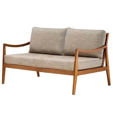 Imagem de Sofá évora Ozki 140 Cm Madeira Eucalipto Cedro Tecido Cinza Corda Redonda Rami