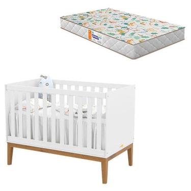 Imagem de Berço Americano Unique Branco Soft Eco Wood Com Colchão Gazin - Matic
