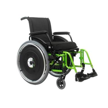 Imagem de Cadeira de Rodas AVD Verde Oliva Alumínio Pés Fixos Ortobras, 50cm