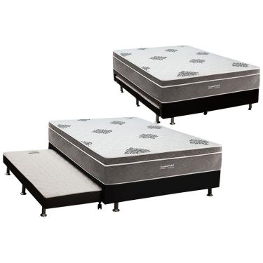 Imagem de Cama Box c/ Auxiliar Casal: Colchão Inovaflex Ensacadas Essential+Base CRC Corano Black (138x188)