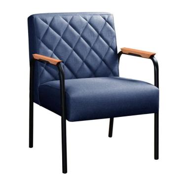 Imagem de Poltrona Ludmilla Cadeira Decorativa Sala Recepção Escritório - Linho Azul 330
