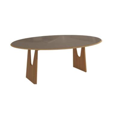 Imagem de Mesa De Sala Jantar Mila Madeira Maciça C- Tampo Madeirado C- Vidro 180x105cm Carvalho-freijo Bronze - Kappesberg