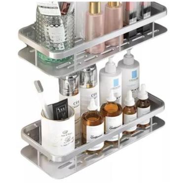 Imagem de kit 2 Suporte Shampoo Sabonete Banheiro Adesivo Parede Não Precisa fur