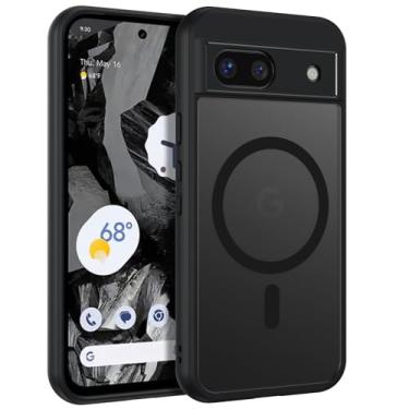 Imagem de DUEDUE Capa magnética para Google Pixel 8a [compatível com Magsafe], capa protetora traseira fosca translúcida, antiarranhões, à prova de choque, para Pixel 8a, preta