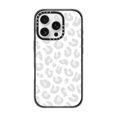 Imagem de CASETiFY Capa Impact para iPhone 16 Pro [proteção contra quedas de grau militar de 2,5 m 4X/compatível com Magsafe] - Leopardo cinza prateado - preto transparente
