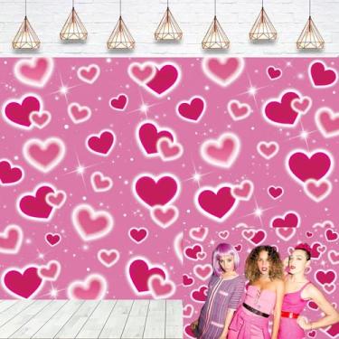 Imagem de Pano de fundo de coração rosa para fotografia início dos anos 2000 com glitter coração romântico dia dos namorados festa doce 16º aniversário 18 anos decoração de chá de noiva adereços de cabine de