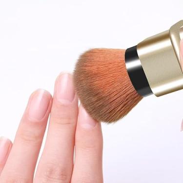 Imagem de Pincéis retráteis para unhas com tampa dourada escova cosmética portátil de cerdas macias para limpeza de arte de unhas, ferramenta profissional de cuidados de manicure