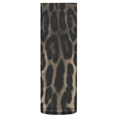 Imagem de JUZIHAI Vaso de flores com estampa de leopardo 9,9 cm x 30 cm de cilindro de plástico moderno para decoração de casa de centro de mesa de casamento