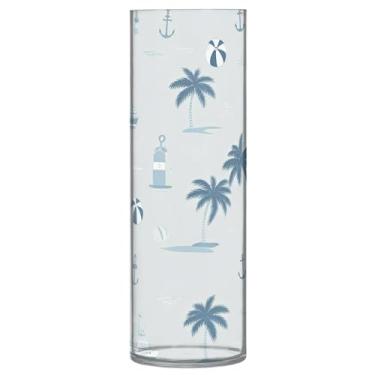 Imagem de JUZIHAI Vaso de flores de tons azuis 9,9 cm x 30 cm de cilindro de plástico moderno para decoração de casa de centro de mesa de casamento