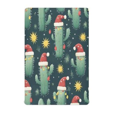 Imagem de Qilmy Lençóis de berço de cacto de Natal, macio e respirável, de microfibra elástica, lençol com elástico para meninos e meninas, 132 x 71 cm, capa de colchão infantil portátil