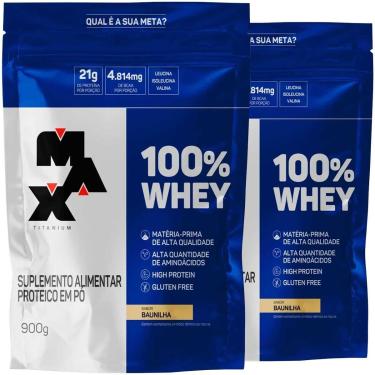 Imagem de Combo 2x 100% Whey Protein 900g Max Titanium Sabor Baunilha-Unissex