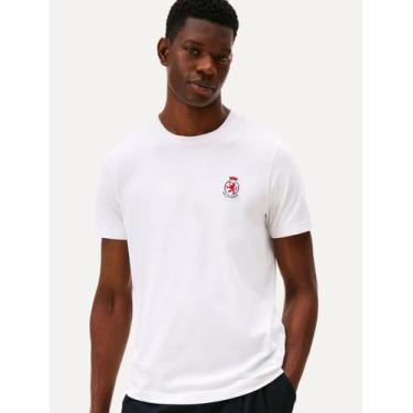 Imagem de Camiseta Tommy Hilfiger Masculina Regular Crest Branca Tamanho:M/M - T