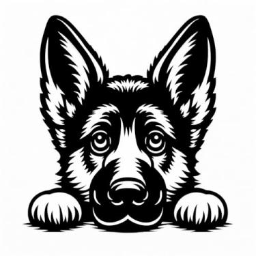 Imagem de Arte Decorativa Pet 3D para Parede, Dog Friendly, Cão, Quadro Cachorro, Shih Tzu, Labrador Retriever, Poodle, Pit Bull e Vira-Lata e Muito Mais, Preto, 23x23cm, Plástico Ecológico, Fita 3M, Confira Modelos (Pastor Alemão)