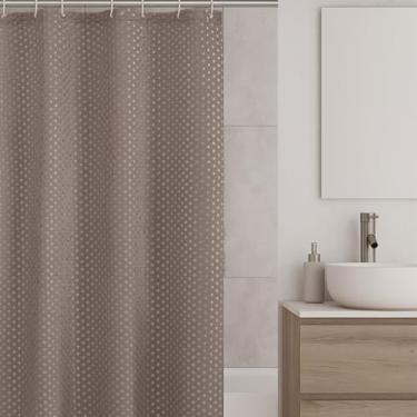 Imagem de Cortina de Banheiro Com Ganchos, Elegante e PráTica, Que Confere Um Toque de ElegâNcia e Requinte Ao Seu Banheiro.(Marrom claro)