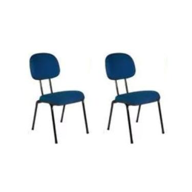 Imagem de Kit de 2 Cadeiras de Escritório Fixa Estofadas - Duráveis e Confortáveis, Ideal para Igrejas, Escolas e Ambientes Coletivos (azul)