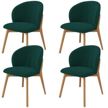 Imagem de Kit 04 Cadeiras de Jantar e Estar Living Estofada Mia L02 Bouclê Verde - Lyam Decor