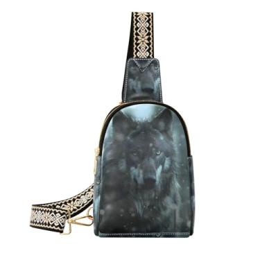 Imagem de CEBUGI Bolsa feminina Wolf pequena tiracolo de couro, pochete para trilhas, viagens ao ar livre