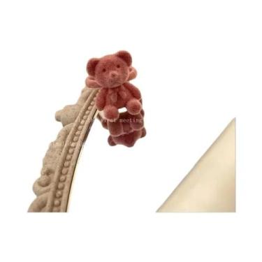 Imagem de Anel De Veludo Com Laço De Urso Para Meninas, Azul Curry E Rosa, Anel 