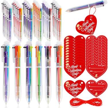 Imagem de Spaluck Conjunto de 36 canetas esferográficas para dia dos namorados com cartões de corações, multicoloridas, 1 cordão, 6 cores, canetas divertidas retráteis para dia dos namorados, lembrancinhas