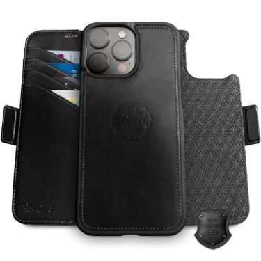 Imagem de Dreem Real Leather for iPhone 16 Pro Case Wallet, Revolutionary Phone Stand, MagSafe-Fit, Magnetic Detachable Flip Cover, RFID Blocking Card Holder, Gift-Box [Fibonacci:Black]