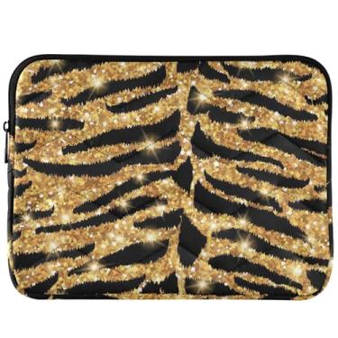 Imagem de Capa para laptop dourada com pele de tigre fofa para MacBook Pro de 14 polegadas, acessórios de computador, capa para notebook universal de 33 a 35 cm