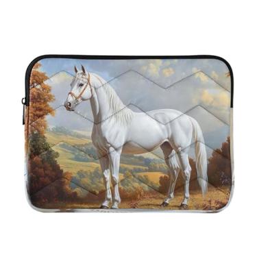 Imagem de Bolsa de trabalho feminina marrom de cavalo branco outono para laptop, capa protetora à prova de choque, bolsas de computador de 15,6 polegadas para laptops