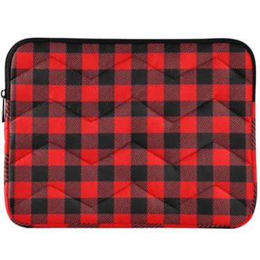 Imagem de Capa para notebook xadrez vermelha personalizada para MacBook Air 13 polegadas capa acolchoada para laptop 13-14 polegadas universal