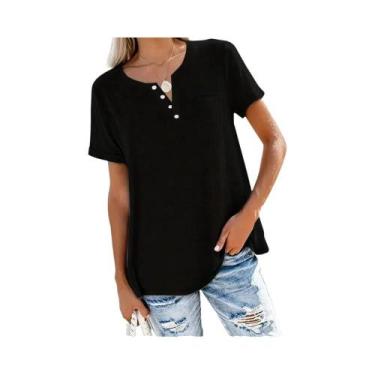 Imagem de Camiseta Feminina plus Size 1XL-8XL Solta E Confortável Com Decote Em 