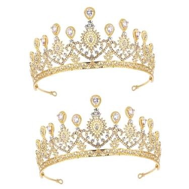 Imagem de CZCZC 2 peças de coroa de zircão para noivas para noivas, tiara brilhante para mulheres, acessórios de cabelo de formatura, acessórios de cabelo de dama de honra, coroa de strass, liga metálica