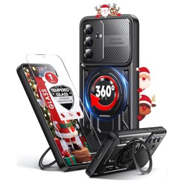 Imagem de LeYi Capa para celular Galaxy A36-5G: com protetor de tela de vidro, [Fit Magsafe] Lente All-Inclusive 16FT Capa de celular resistente com proteção contra quedas com suporte de anel invisível de 360°