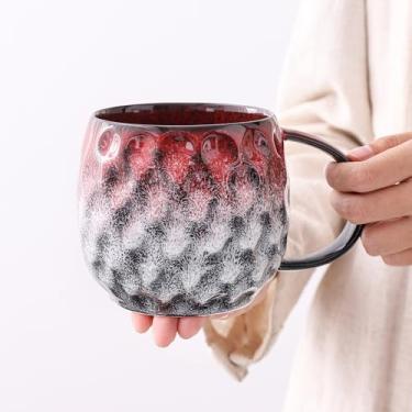 Imagem de Mochachaju Caneca de café de cerâmica queimada Raku de 590 ml, caneca de cor esmaltada feita à mão com alça de fácil aderência, xícara de chá artesanal exclusiva para casa, escritório, presente
