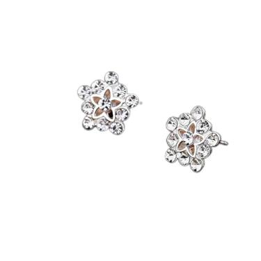 Imagem de Brincos femininos em forma de flor com design de diamante falso brilhante, fofos e exclusivos, adequados para o dia a dia e qualquer ocasião.