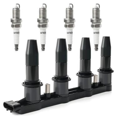 Imagem de Pacote de bobina de ignição e 4 peças de velas de ignição de irídio compatíveis com Chevy Cruze 1.6L 1.8L 2011-2015, 2012-2018 Sonic, 2009-2011 Aveo, 2009-2011 Pontiac G3 Substituir UF62 0 e 4504