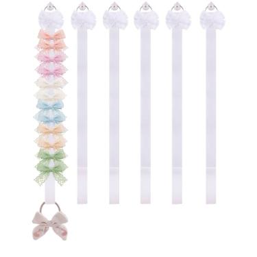 Imagem de NUWAJP 6 peças de suporte de laços, organizador de grampos de cabelo para meninas, para pendurar na parede de berçário, acessórios de cabelo, organizadores para decoração de quarto de crianças