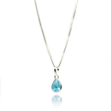 Imagem de Colar Gota Azul Zirconia 45cm  Prata 925 - Não informado