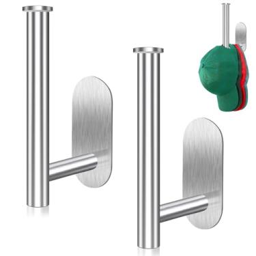 Imagem de Cabides de chapéu de beisebol, organizador de chapéus para parede, suporte para chapéus de beisebol, organizador de suporte de scrunchies de armazenamento de chapéus, suporte para parede (prata)