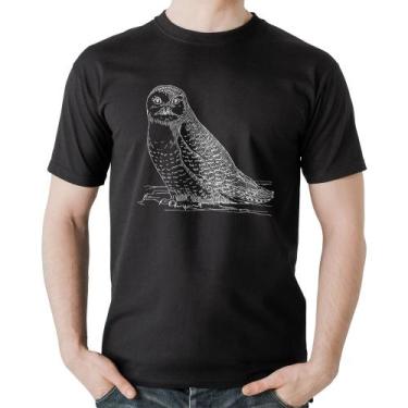 Imagem de Camiseta Algodão Coruja Traços - Foca na Moda, Preto, GG