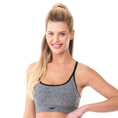 Imagem de Top Fitness Mescla Rib Sem Costura com Bojo Removível Preta - Trend, M